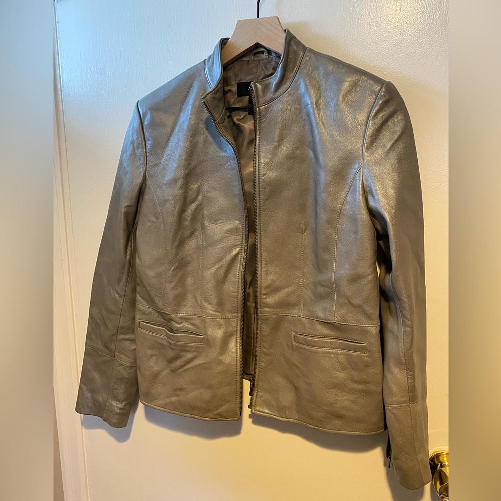 Metallic Silver Alfani Leather Jacket